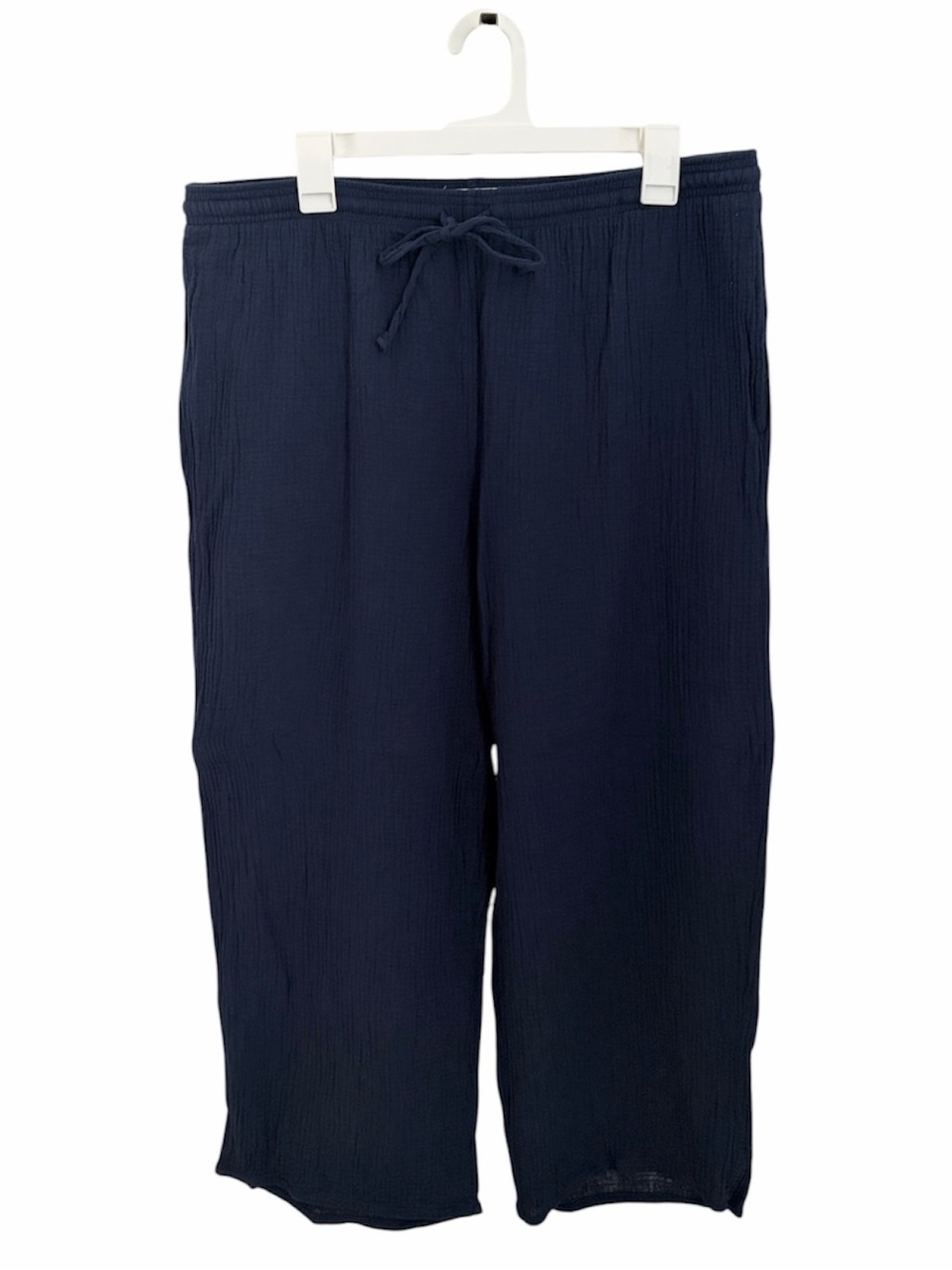 Jessica Simpson Navy Blue 100% Cotton Gauze Drawstring Wide Leg Cropped Pants XL